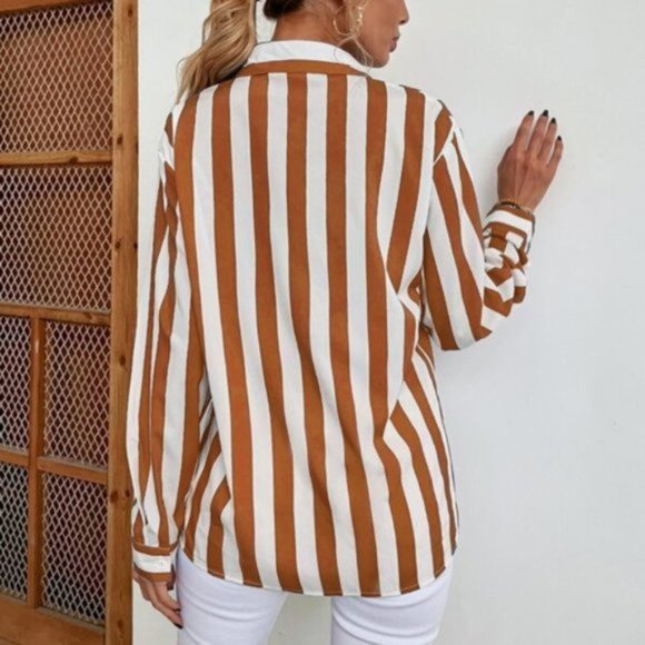 Classic Striped Button Down Blouse / Top - Picture 4 of 6